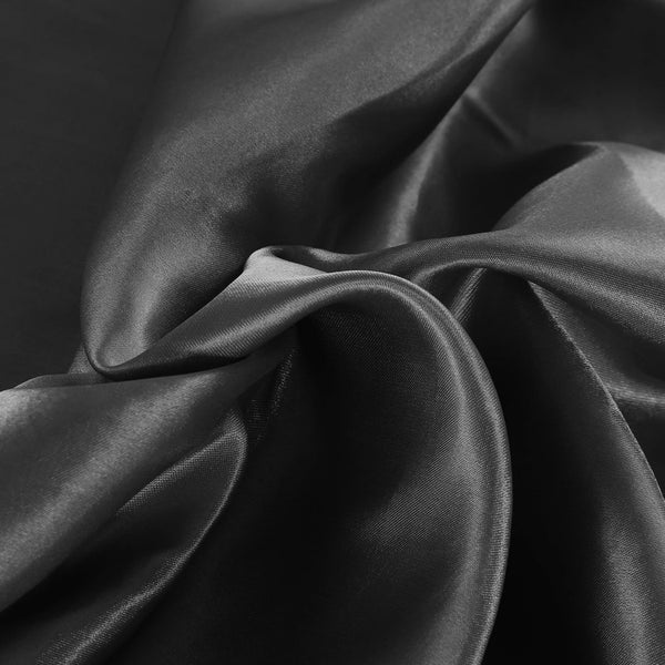 Dreamz Silky Satin Fitted Flat Queen Black Sheets