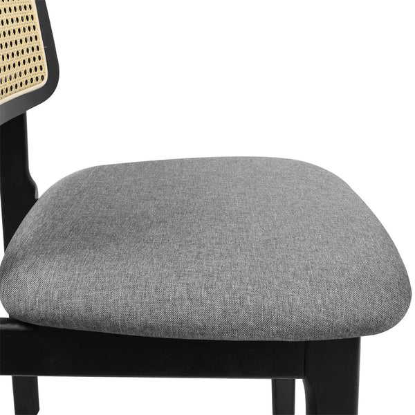 Levede 2X Dining Chair Wood Rattan Armless Black Dining Chairs