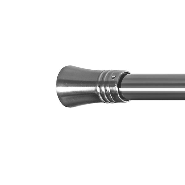 Marlow Silver Double Curtain Rod Steel Pole Pommel Set Extendable Adjustable Curtain Poles & Accessories