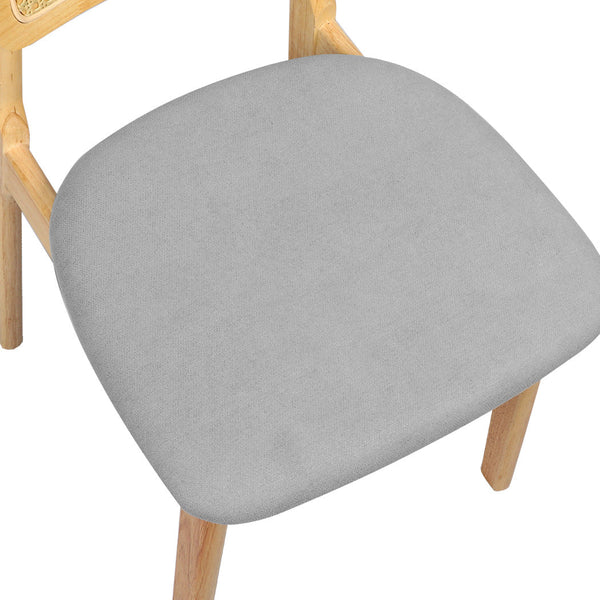 Levede Set Of 2 Armless With Wood And Rattan Natural For Modern Spaces Dining Chairs