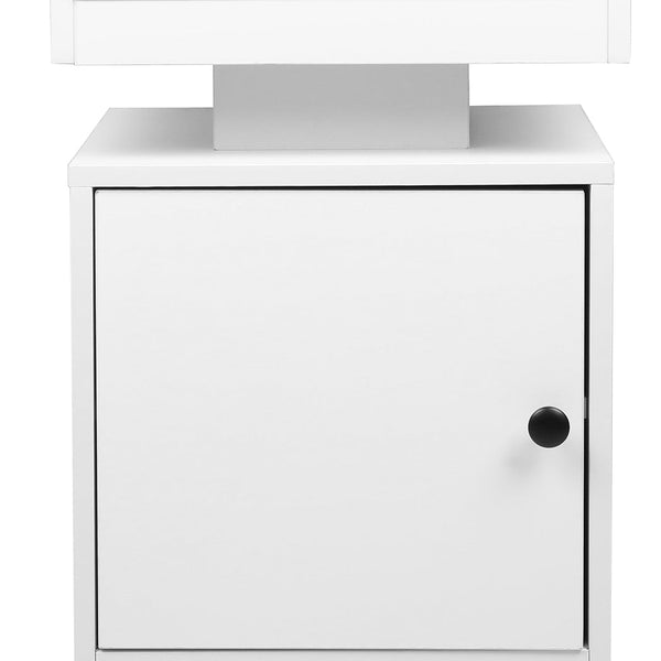 Levede Bedside Table With Usb Charger Outlet And Rgb Lights White Modern Nightstand For Bedroom Bedside Tables