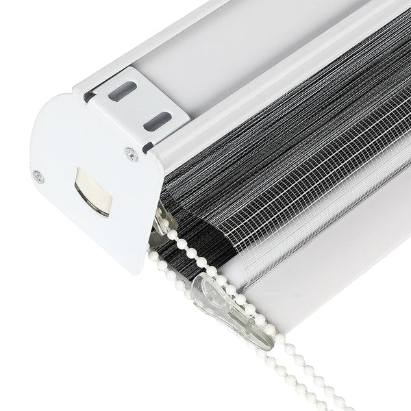 Marlow 1X Blackout Zebra Roller Blind Curtains 90X210cm Grey Curtains & Drapes