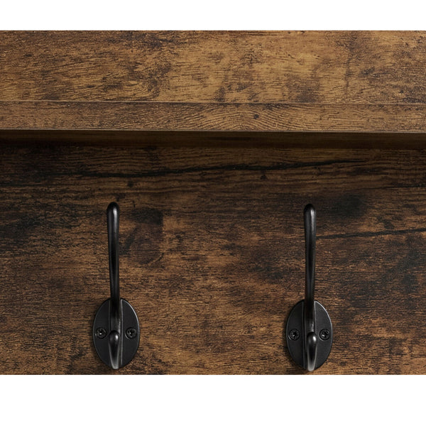Levede 2 Piece Wall Mounted Coat Rack With Shelf & Hooks Rustic Brown Coat & Hat Racks