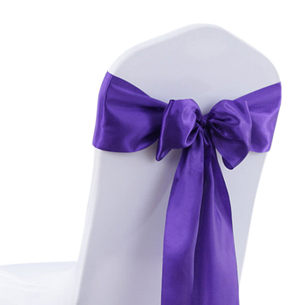 20X Table Runner Satin Chair Sashes Eggplant Chair Covers