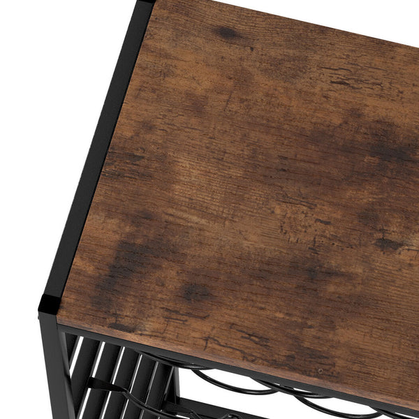 Levede 30 Bottle 6 Tier Wine Rack With Black Metal Frame & Wood Top Racks