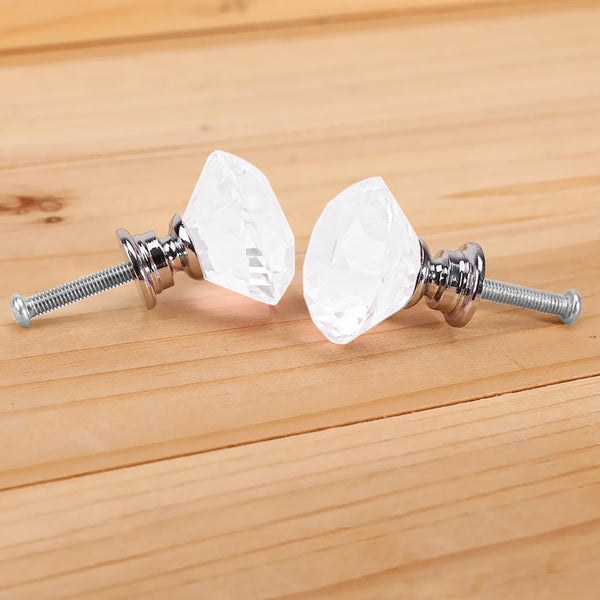 16 Pcs Clear Crystal Knobs Diamond 40Mm Large Transparent Cabinet Knobs