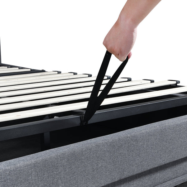 Levede Single Bed Frame Gas Lift Storage Led Light Usb Single Bed Frames