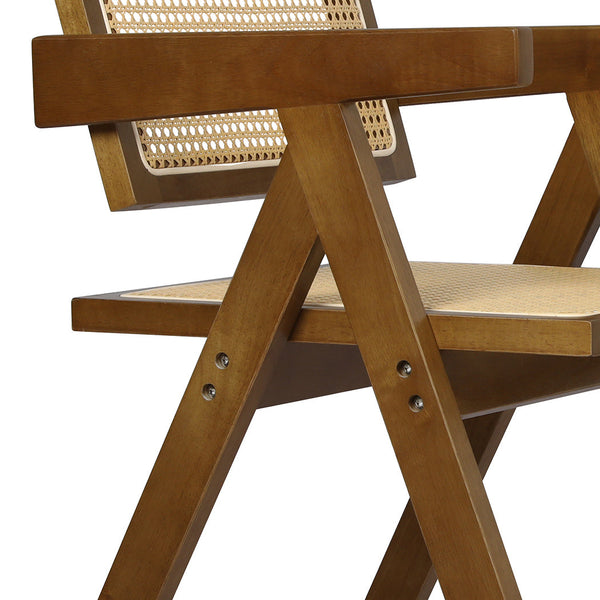 Levede 1X Walnut Wicker Armchair Dining Chair Dining Chairs