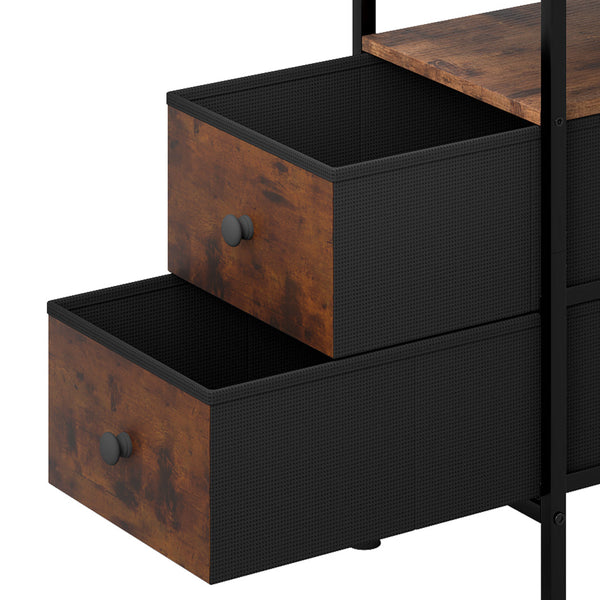 Levede Bedside Table With 2 Drawers Charging Station Brown Side Tables