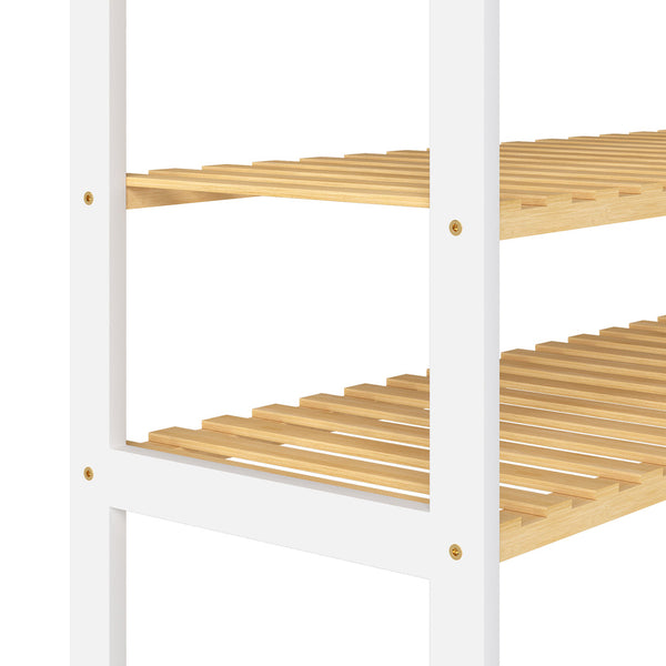 Levede 3 Tier Bamboo Shoe Rack Organizer White & Natural Shoe Racks
