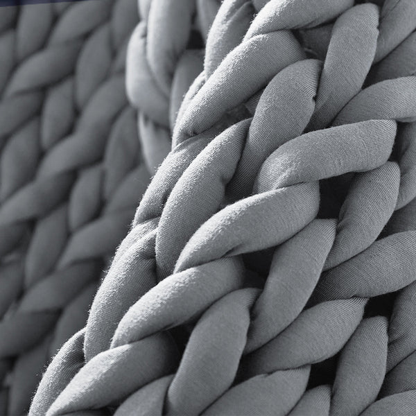 Dreamz Knitted Weighted Blanket Chunky Grey Kids Weighted Blankets