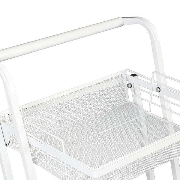 Levede 3 Tier Kitchen Trolley Cart Swivel White Colour Kitchen Carts