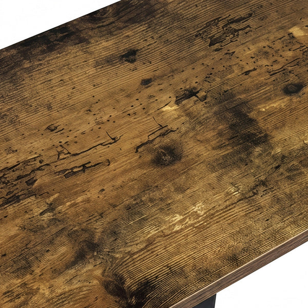 Levede C Shaped Side Table Rustic Brown & Black Waterproof Metal Frame Side Tables