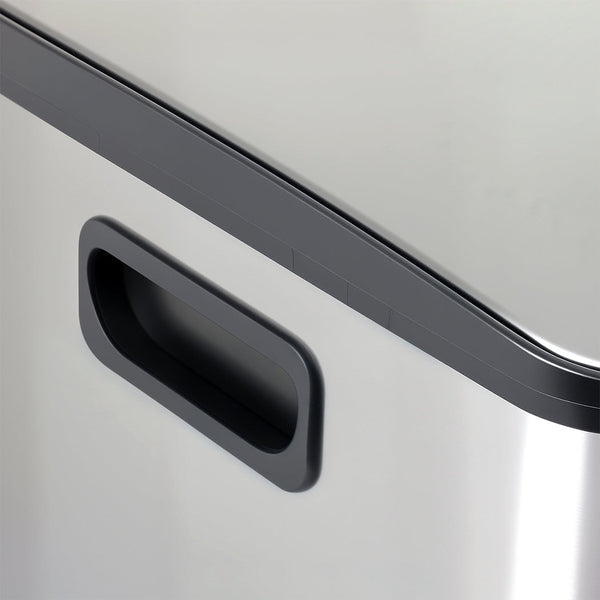 Toque 60L Dual Compartment Stainless Steel Pedal Bin Black & Silver Rubbish Bins