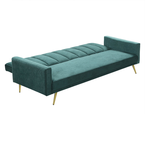 Levede Sofa Bed Convertible Velvet Lounge Recliner Couch Sleeper 3 Seater Green Sofa Beds