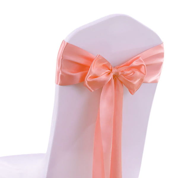 20X Satin Fabric Chair Sashes Cloth Coral Other Party Supplies