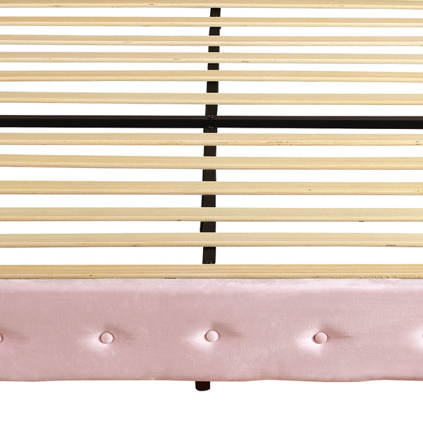 Levede Double Floating Bed Frame With Led Lights & Usb Ports Pink Double Bed Frames