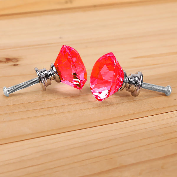 16 Pcs Red Crystal Knobs Diamond 40Mm Large Cabinet Knobs