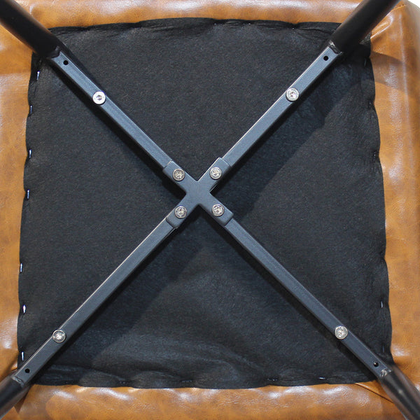 Set Of 4 Pu Faux Leather With Padded Seat Brown Dining Chairs