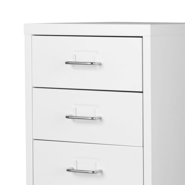 Levede Office Cabinet 8 Drawer Drawers Filing Steel Frame White Cabinets & Cupboards