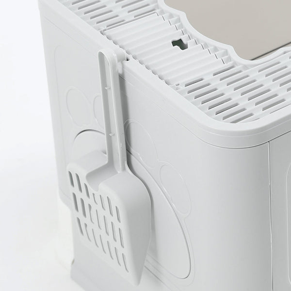 Pawz Foldable Cat Litter Box Tray Enclosed Grey Space Saving And Easy Clean Solution For Cats Litter Trays