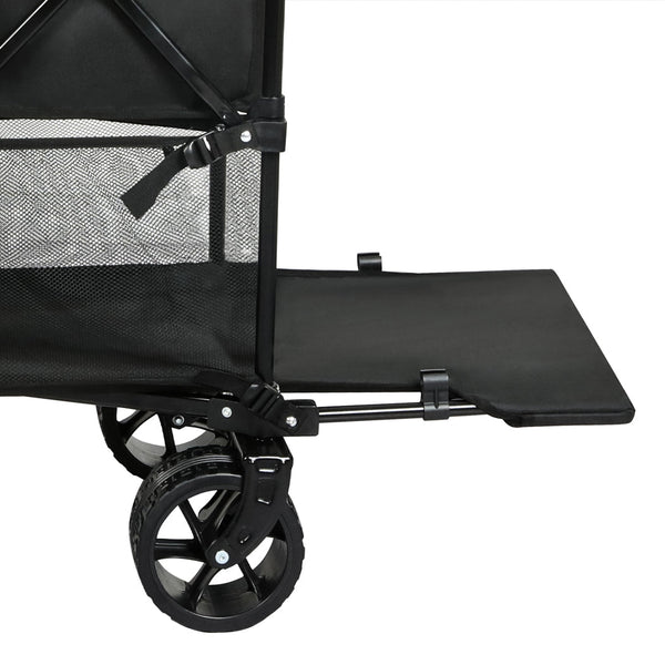 Lambu Folding Wagon Cart Double Shelves Wheelbarrows Carts Wagons
