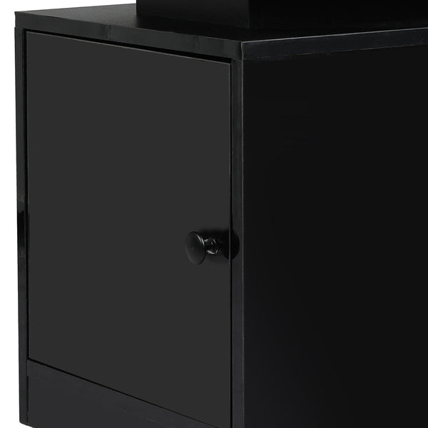 Levede Bedside Table With Usb Charger Outlet And Rgb Lights Black Modern Nightstand For Bedroom Bedside Tables