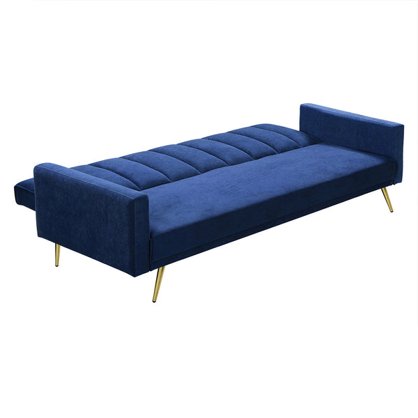 Levede Sofa Bed Convertible Velvet Lounge Recliner Couch Sleeper 3 Seater Blue Sofa Beds