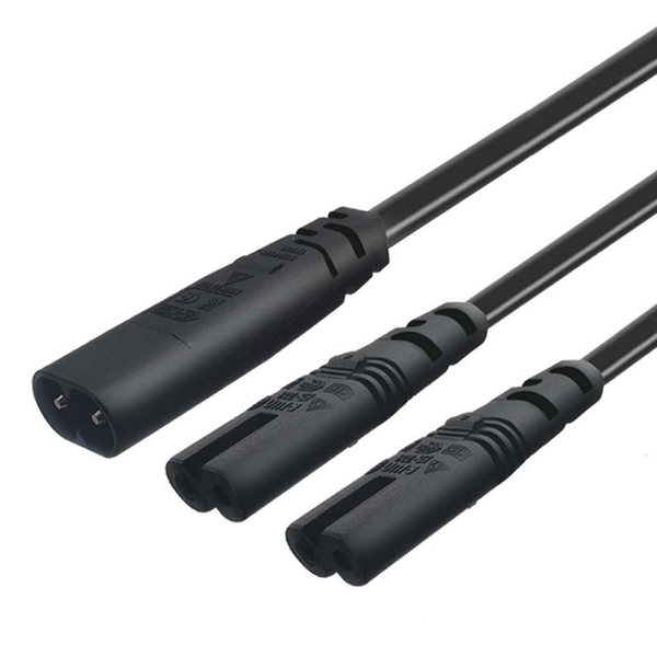 Iec 320 C8 Male To Dual C7 Female Y Split Power Cable 2Pin Figure Cables & Adapters