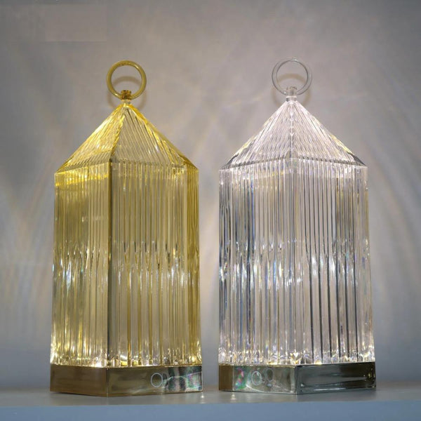 Luxury Acrylic Crystal Purple Lantern Table Lamp For Garden Lighting Lamps