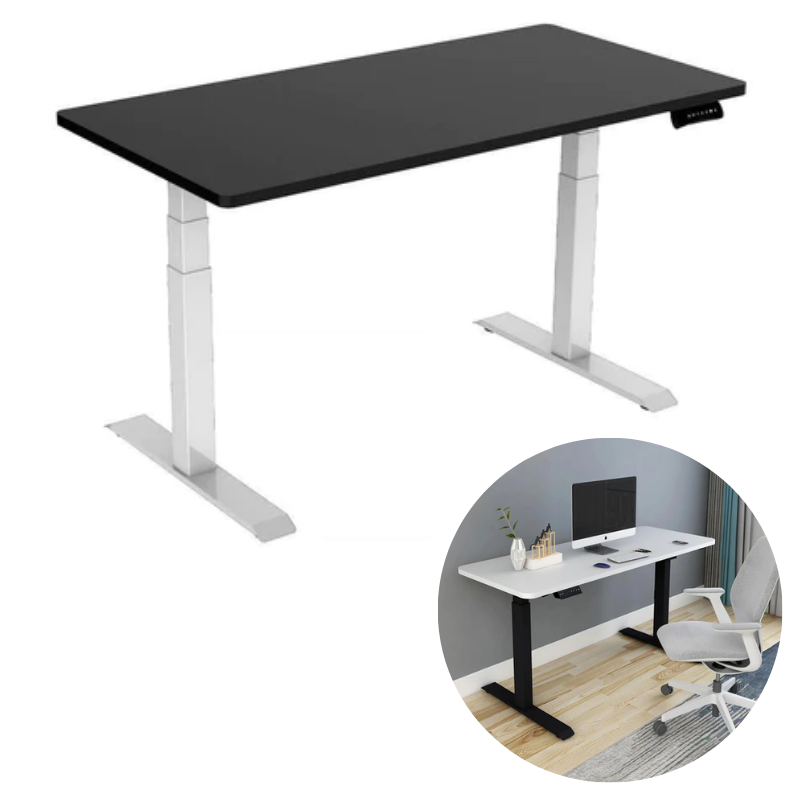 120Cm Standing Desk Height Adjustable Sit Black Motorised Single Frame White Top
