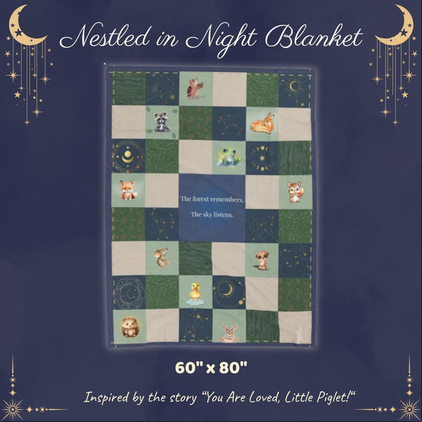 Forest Night Time Blanket 60X80" | Whimsical Magical Woodland Nature Velveteen Soft Throw Blankets