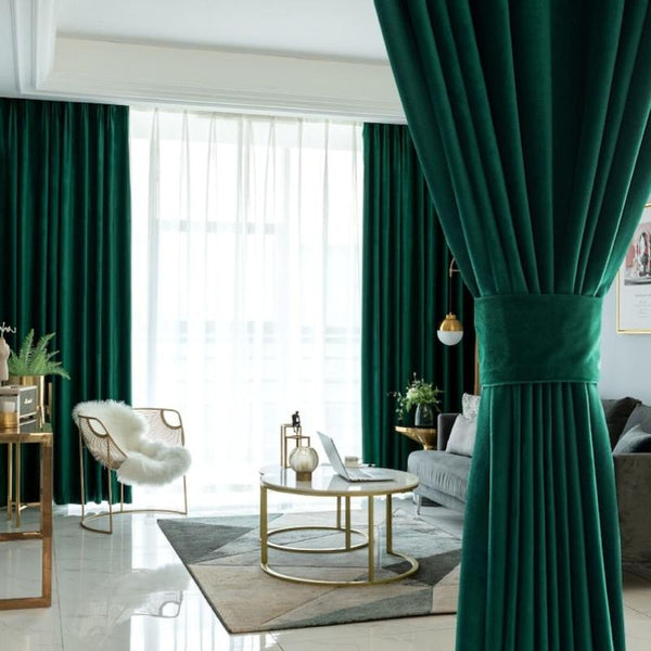 500 Centimetre Green High Quality Modern Velvet Blackout Curtains For Living Room Bedroom Dining Luxury Drape Curtains & Drapes