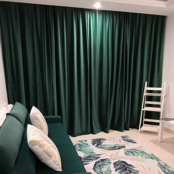 200Cm Green High Quality Modern Velvet Blackout Curtains For Living Room Bedroom Dining Curtains & Drapes