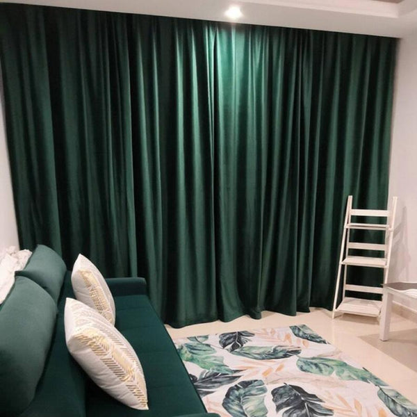 400 Centimetre Green High Quality Modern Velvet Blackout Curtains For Living Room Bedroom Dining Luxury Drape Curtains & Drapes