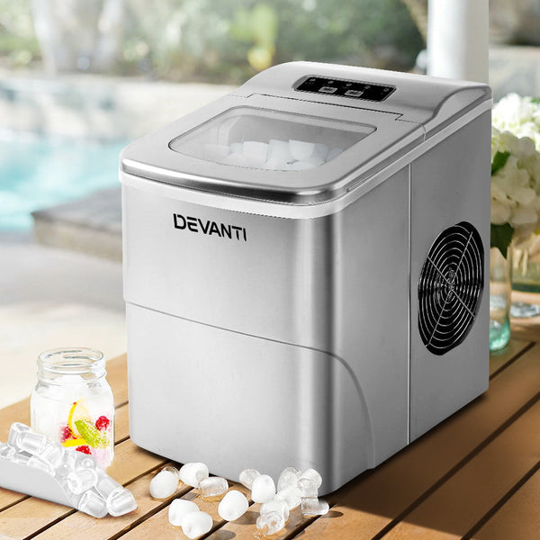 Devanti Ice Cube Maker Silver Countertop Ice Makers