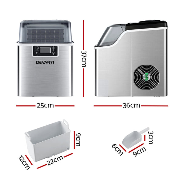 Devanti Ice Maker Machine Commercial Portable Cube Tray Countertop 3.2L