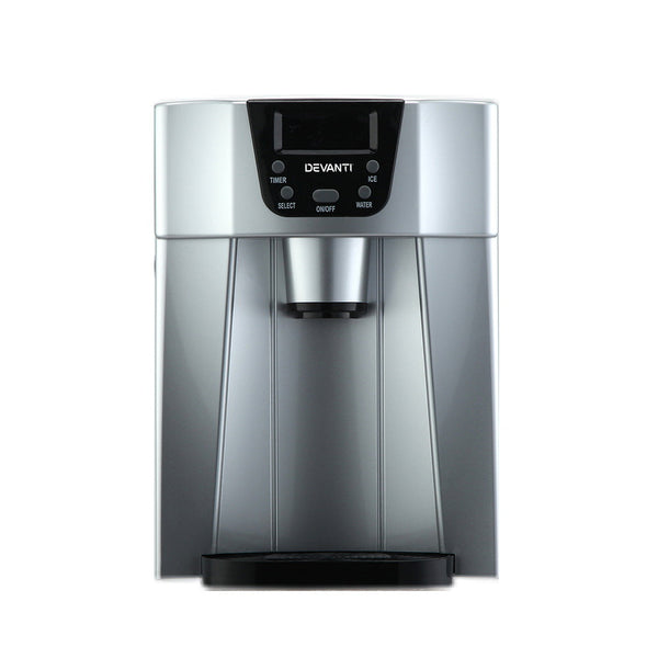 Devanti 2L Ice Cuber Maker & Water Dispenser Silver Countertop Ice Makers