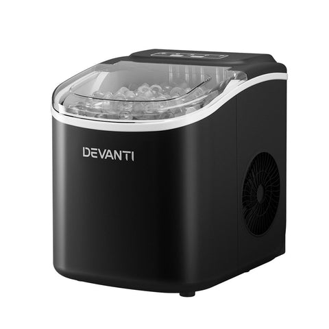 Devanti Ice Maker Machine Cube Tray 12Kg Bar Countertop Black Countertop Ice Makers