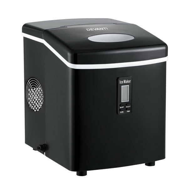 Devanti 3.2L Portable Ice Cube Maker Machine Benchtop Counter Black Efficient Countertop Ice Makers