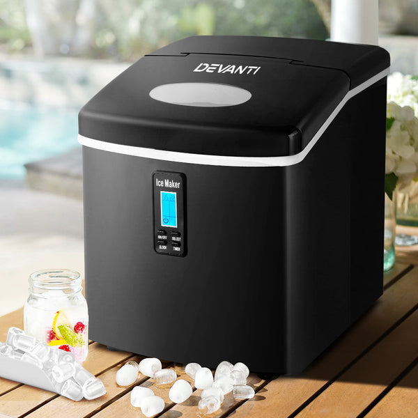 Devanti 3.2L Portable Ice Cube Maker Machine Benchtop Counter Black Efficient Countertop Ice Makers