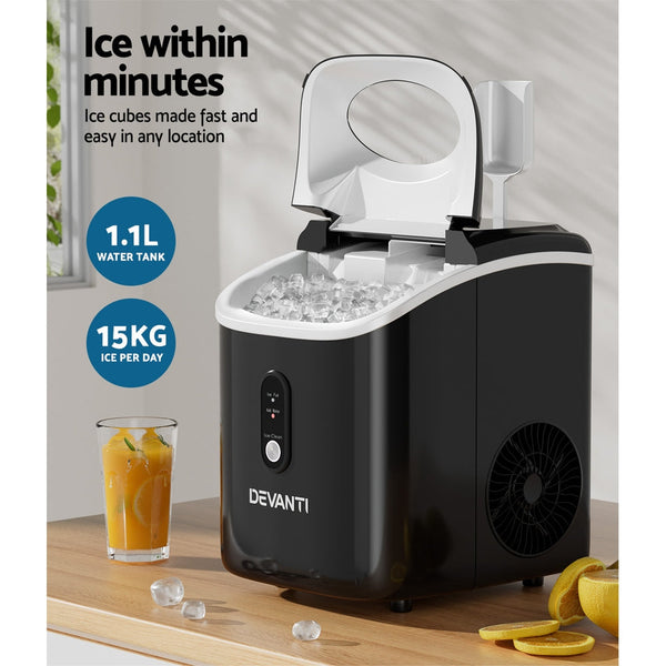 Devanti Ice Maker Machine Nugget Cube 15Kg Bar Countertop Countertop Ice Makers