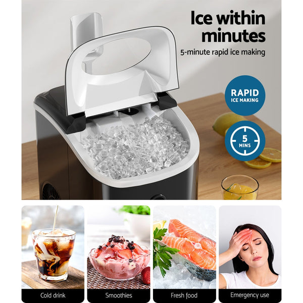 Devanti Ice Maker Machine Nugget Cube 15Kg Bar Countertop Countertop Ice Makers