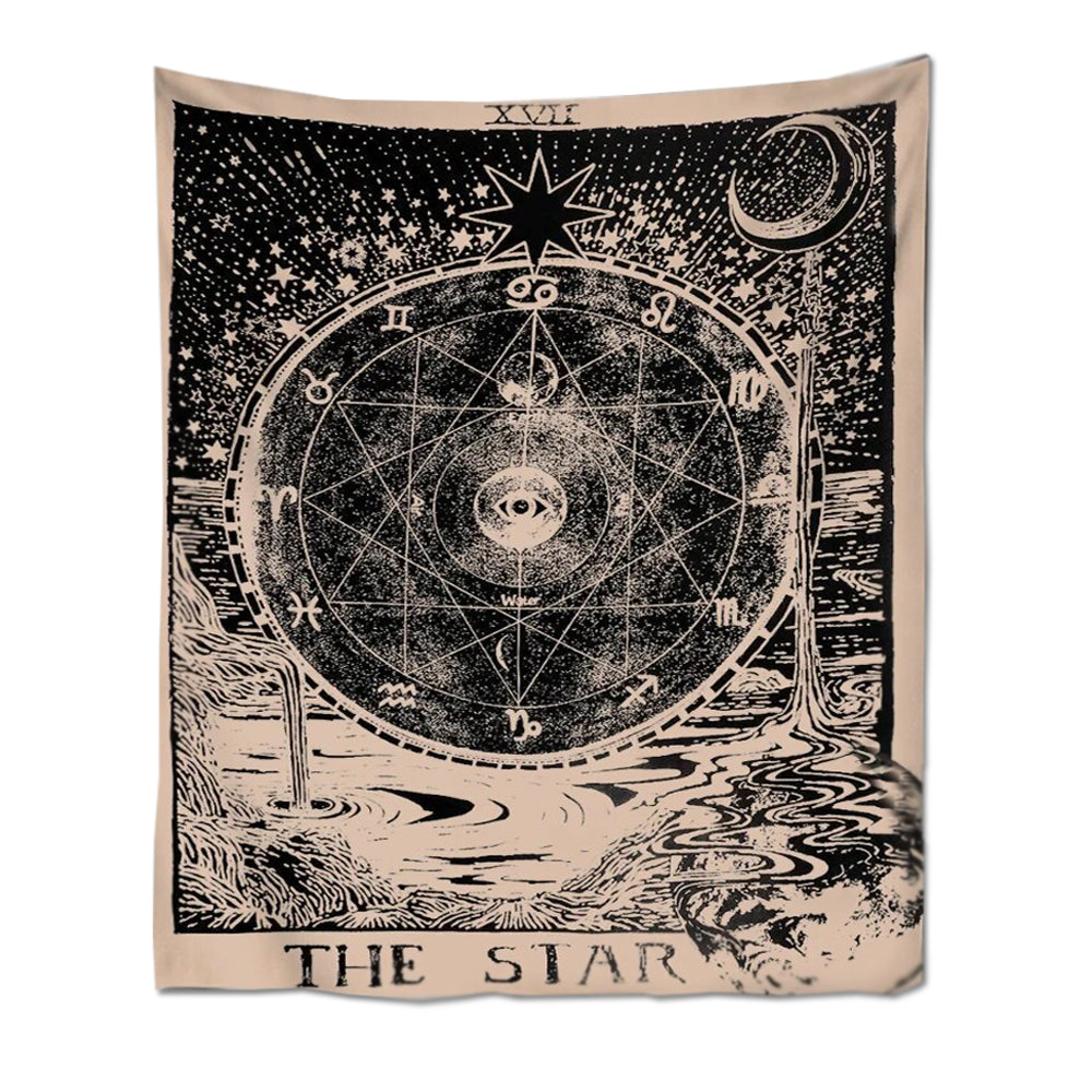 Tapestry Black Star 150X130 Cm Tarot Card Psychedelic Scene Art Decoration Tapestries