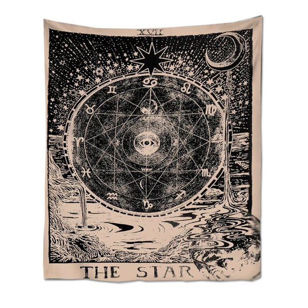 Tapestry Black Star 150X100 Cm Tarot Card Psychedelic Scene Art Decoration Tapestries