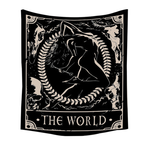 Tapestry Black World 150X100 Cm Tarot Card Psychedelic Scene Art Decoration Tapestries