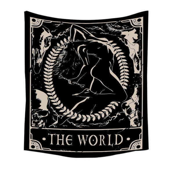Tapestry Black World 150X130 Cm Tarot Card Psychedelic Scene Art Decoration Tapestries