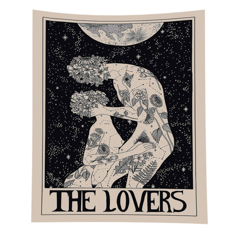 Tapestry Black Lovers 95X70 Cm Tarot Card Psychedelic Scene Art Tapestries