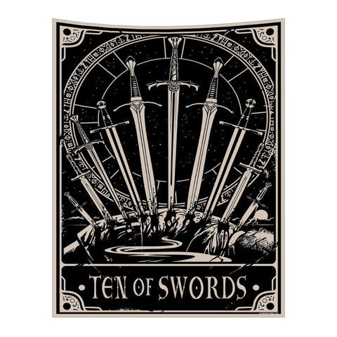 Tapestry Black Swords 95X70 Cm Tarot Card Psychedelic Scene Art Decoration Tapestries