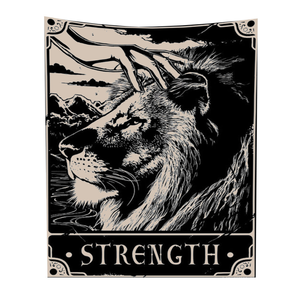 Tapestry Black Lion Strength 95X70 Cm Psychedelic Scene Art Bohemian Decoration Tapestries